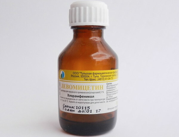 Alcohol solution of chloramphenicol. Instructions for use