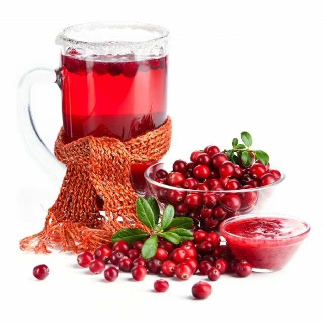 Cowberry juice, berries and jam