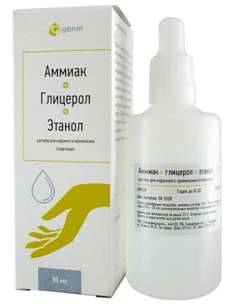 Ammoniakk + Glyserol + Etanol for hender, føtter. Søknad, anmeldelser