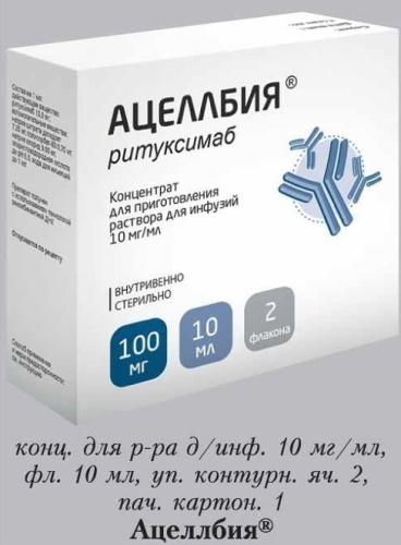 Rituksimabas Acellbia 100-500 mg. Naudojimo instrukcija, kaina
