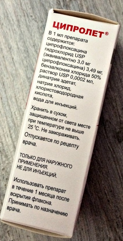 Ciprolet eye drops. Price, instructions, indications, analogs