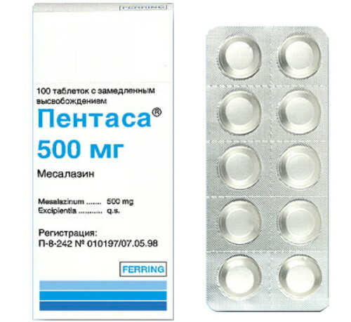 Pentasa tabletės 500 mg. Naudojimo instrukcijos, kaina, apžvalgos