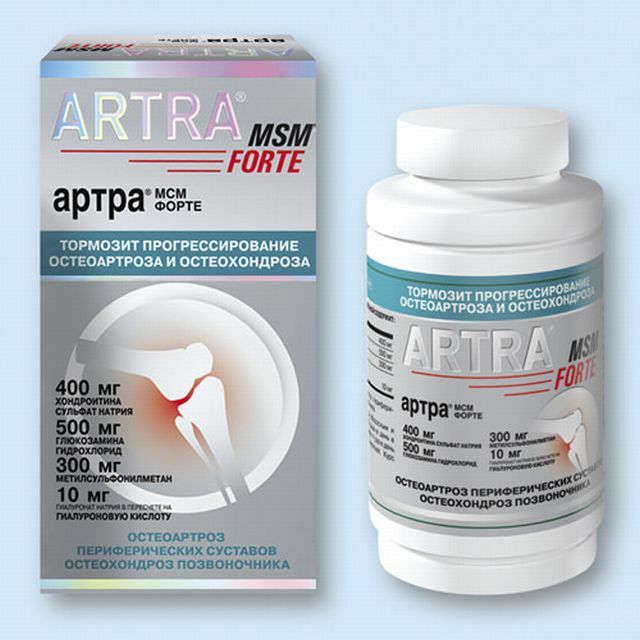 Artra MSM Forte - alat yang efektif untuk pengobatan osteochondrosis dan osteoartritis
