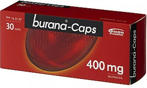 Burana 400 mg tabletter fra Finland. Brugsanvisning, pris