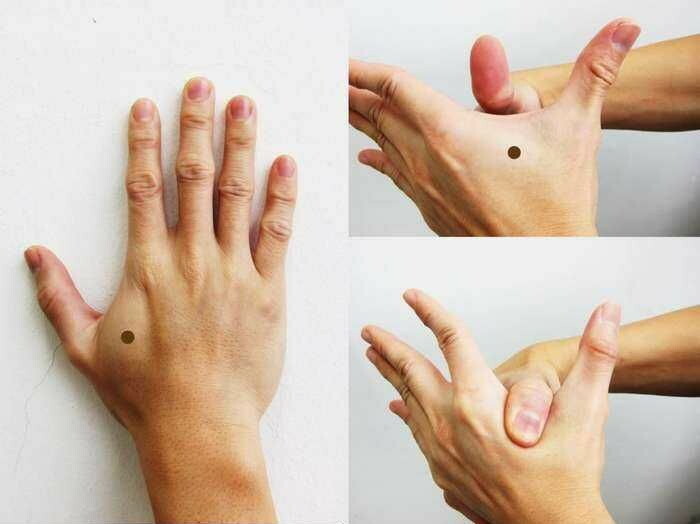 Helsepunkter på håndflatene. Foto, massasje akupunkturpunkter