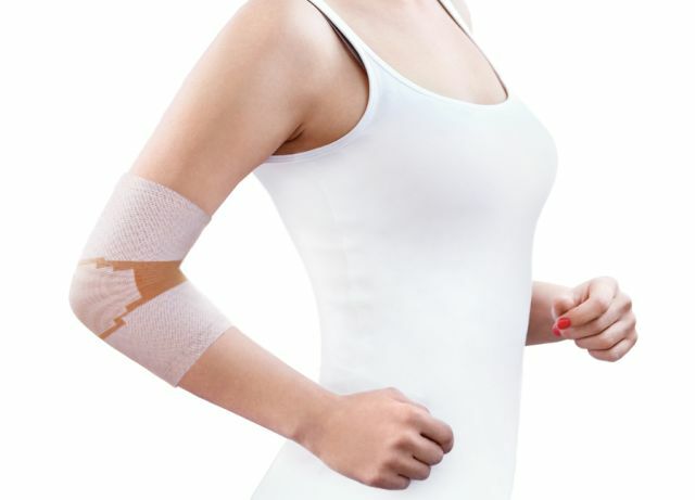 Elastic bandage on the elbow