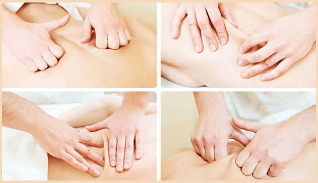 Technik der Massage mit einer Hernie der Lendengegend