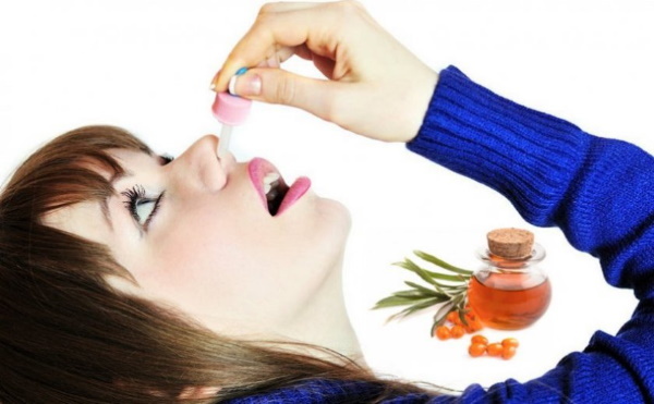 Sea buckthorn oil in the nose of an adult, a child. Benefit, application