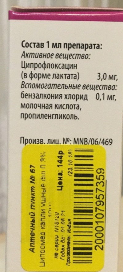 Cipromed ear drops. Price, instructions for use, analogs