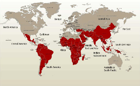 Malaria prevention map of the spread of the disease