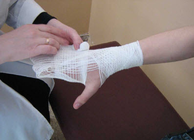 Bandage a mitten on a wrist. Algorithm, overlay technique, readings