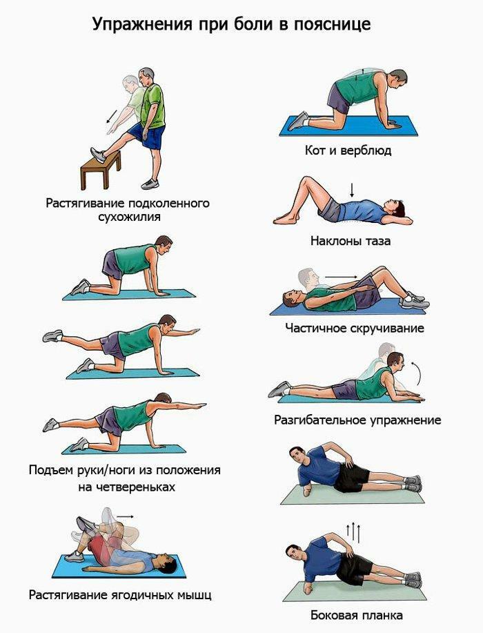 Complex of exercises for back pain