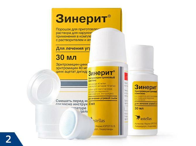 Preparation Zinerit from acne on the face