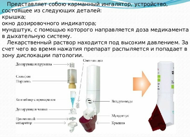 Pocket-inhalator voor astmapatiënten. Toepassingsalgoritme, regels