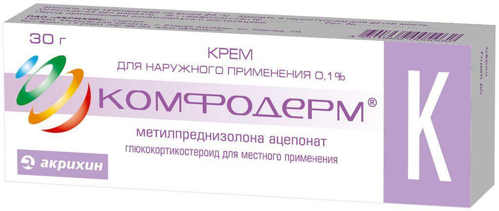 Tindakan obat Komfoderm ditujukan untuk penekanan lembut serangan alergi pada kulit pada orang dewasa